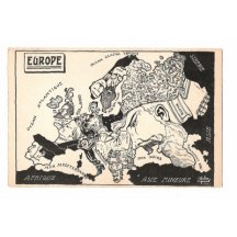 Mapa Evropy, kde jsou jednotlivé státy představeny svým vůdcem