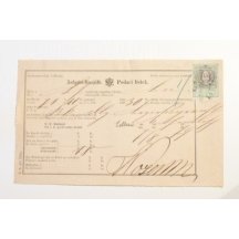 Podací lístek, vyfrankovaný 15 Kr. kolkem