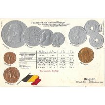 Pohlednice s mincemi Belgie