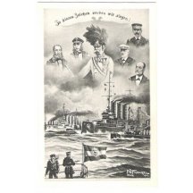 Franz Josef a admirálové, lodě na rozbouřeném moři