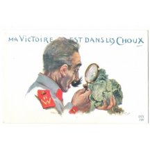 Vilém zkoumající pod lupou zelený salát