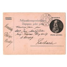 Franz Josef v kruhovém portrétu, dvojjazyčný popis,(3) tisková varianta