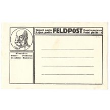 Franz Josef v kruhovém orámování, čtyřjazyčný popis (3), bílý papír lístku