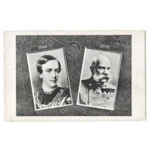 Black and white portraits of Franz Joseph , years 1848 and 1908