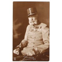 Fotografie císaře Franz Josefa , držícího pevně v ruce listinu