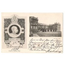 Portrét císaře Franz Josefa ze strany a pozdrav z Prahy