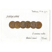 Srdeční přání k Novému roku, zlaté dukáty Franz Josefa