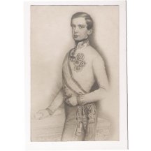 Mladý císař Franz Josef I. s listinou stojící