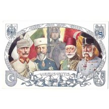 Čtyřportrét spojenců s erby panovníků