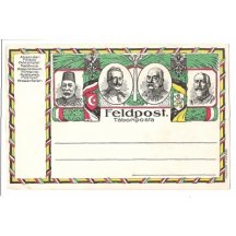Barevné provedení čtyřportrétu, neprošlý lístek polní pošty