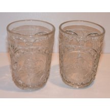 Two glasses with portraits of Wilhelm and Franz Joseph in oval frame