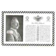Portrét císaře Wilhelma II. a doprovodný text