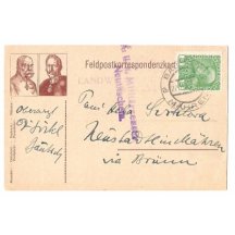 F.J. a W. v oddělených rámečcích, polní pošta