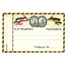 Barevný lístek polní pošty F.J. a W. s vlajkami (4)