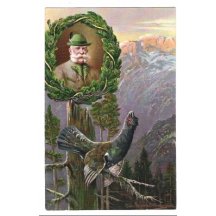 Franz Josef v mysliveckém a tokající tetřev