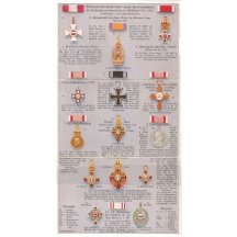 Kompletní soutisk 3 pohlednic - řády Franz Josefa I. - jiný barevný odstín