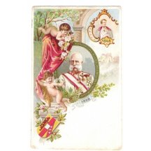 Painting of emperor Franz Joseph with religious themes