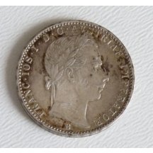 1/4 zlatník - Franz Joseph I. na portrétu, rakouská orlice na rubu 
