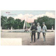 Císař František v dialogu s radním a pohled na Schönbrunnský park, Vídeň