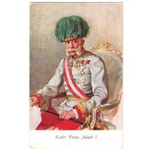 Franz Joseph in red and white uniform , on chair