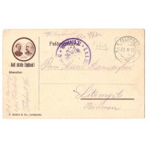 Lístek polní pošty F.J. a W. v oválném a kulatém orámování...RRR!!!