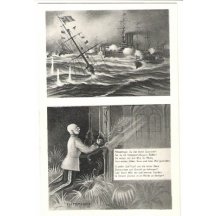 Klečící Franz Josef se modlí za úspěch rakouských lodí + text