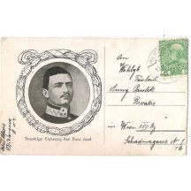 Interesting postcard with portrait of emperor Karl