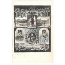 Portréty Franz Josefa, pohled na Vídeň a cvičící vojáky, r.1908