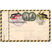 Barevný lístek polní pošty F.J. a W. s vlajkami (6)