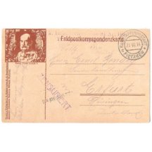 Korespondenční Feldpostkarte s portrétem F.J.- Viribus Unitis