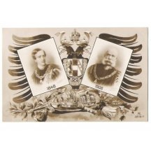 Dvojportrét Franz Josefa I. se symboly císařství