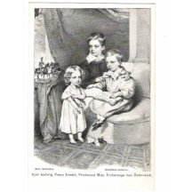 Franz Josef I., Karl Ludwig a Ferdinand Max studující abecedu