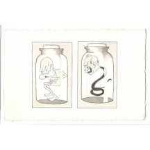 Vilém ztvárněn jako had a Franz Josef jako kostlivec