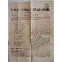 Přední strana novin s kolkem