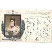 Funeral color postcard - portrait of Elizabeth