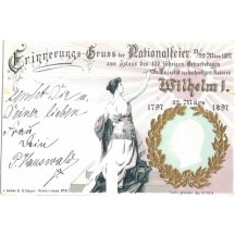 pohlednice vydaná ke 100 let narození císaře Wilhelma I.