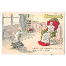 Franz Joseph kneels and begs for the blessing of the Pope in Rome