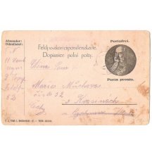 Franz Josef v kruhovém portrétu, dvojjazyčný popis (5)