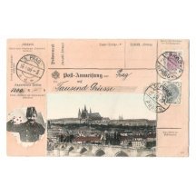Praha - post man and stamps of Franz Joseph