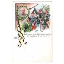 Franz Josef a vojáci , vzdávající mu hold