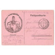 Lístek polní pošty, varianta na červeném papíře