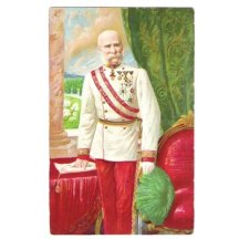 Franz Joseph I. in red and white uniform