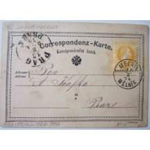 Celina - 5 Kreuzer / přelepka 2 Kreuzer ... chybotisk , razítko Mělník 