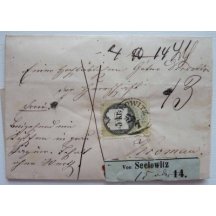 Seelowitz - nádražní dopis / 5 kreuzer kolek , mimořádně zachovalý stav