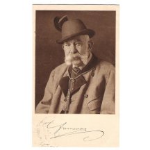 Další varianta Franz Josefa v mysliveckém úboru s podpisem