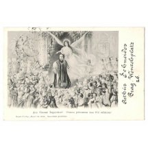 Franz Josef ve slavnostním rounu, promlouvající k lidem