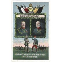 Vojenská tématika - patriotismus / barevná pohlednice - oslava císařů 