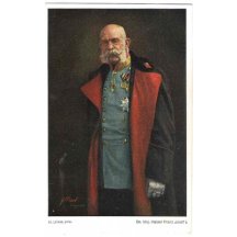 Painted postcard - standing emperor Franz Joseph