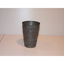 Tinny cup with portrait of emperor Wilhelm and empire crown