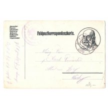 Franz Josef v kulatém orámování, bílý papír lístku